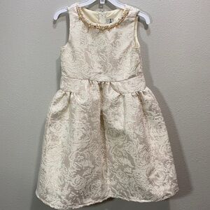 Rare Edition ivory cream floral embossed dress beaded f733527